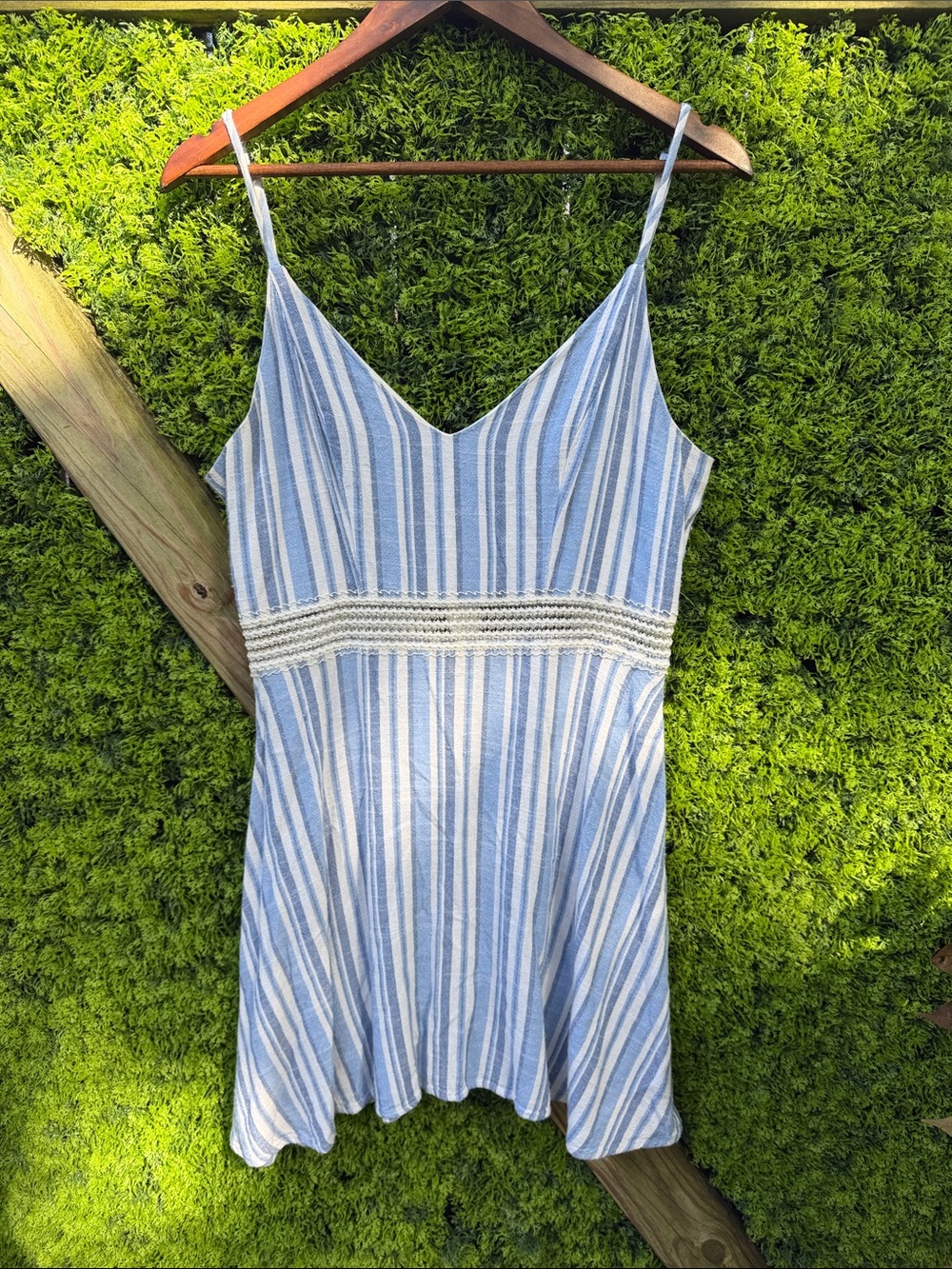 Speechless Linen Blend Striped Spaghetti Strap Dress